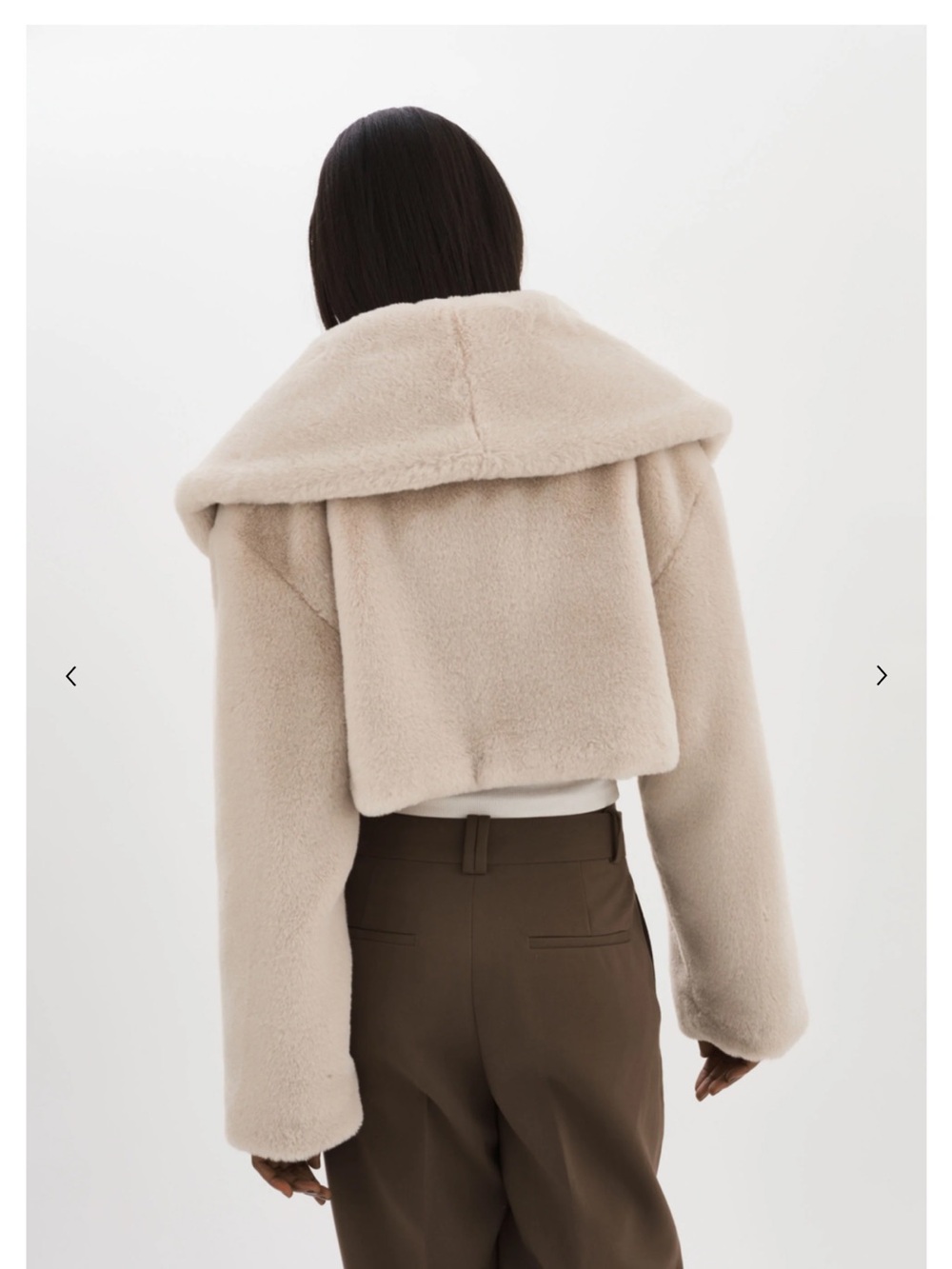 LAMARQUE. Plush Faux-Fur Jacket in Beige - Picture 3 of 10